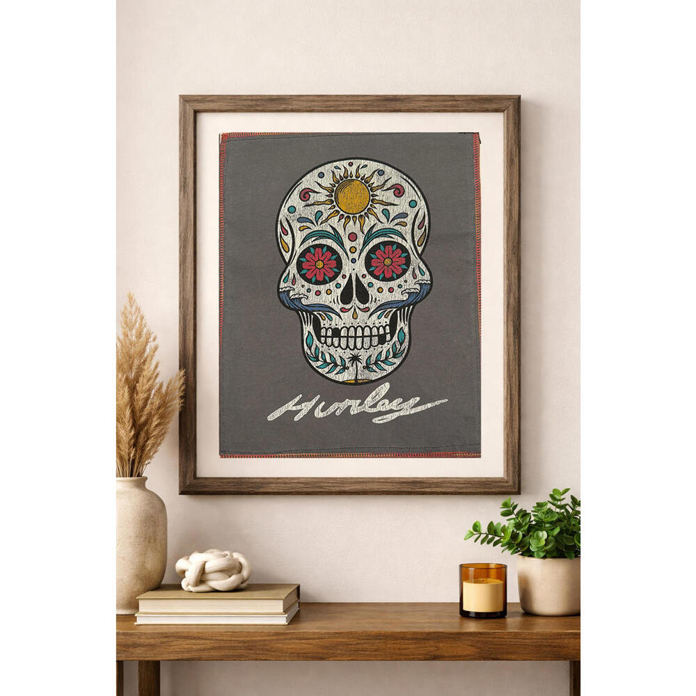 two face threads hurley sugar skull smalls patch wall art decor custom upcycled